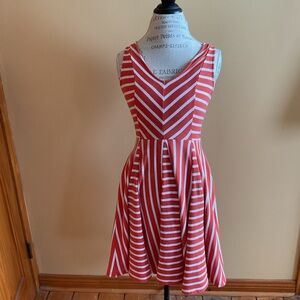 Anthropologie Saturday Sunday Orange/Coral Striped Midi Dress Size XS